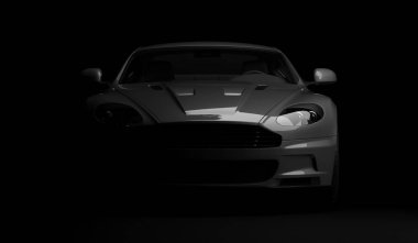 Almaty, Kazakhstan. April 15: British luxury sport car coupe Aston Martin DBS on black background. 3D render clipart