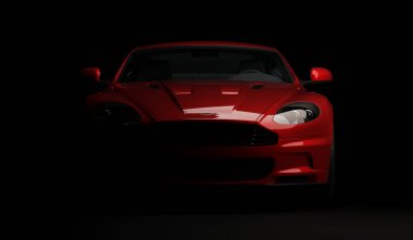 Almat, Kazakistan. Nisan 15: Siyah arka plan Üzerinde İngiliz lüks spor otomobil coupe Aston Martin Dbs. 3d render