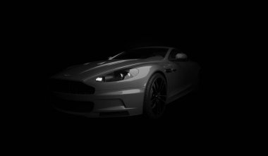 Almat, Kazakistan. Nisan 15: Siyah arka plan Üzerinde İngiliz lüks spor otomobil coupe Aston Martin Dbs. 3d render
