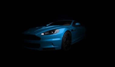 Almat, Kazakistan. Nisan 15: Siyah arka plan Üzerinde İngiliz lüks spor otomobil coupe Aston Martin Dbs. 3d render