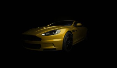 Almat, Kazakistan. Nisan 15: Siyah arka plan Üzerinde İngiliz lüks spor otomobil coupe Aston Martin Dbs. 3d render