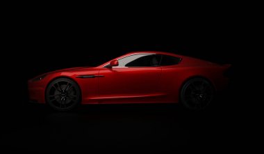Almat, Kazakistan. Nisan 15: Siyah arka plan Üzerinde İngiliz lüks spor otomobil coupe Aston Martin Dbs. 3d render