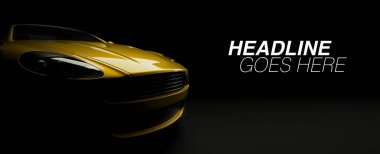 Koyu arka plan üzerinde Lüks İngiliz spor araba coupe. 3d render