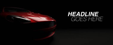 Koyu arka plan üzerinde Lüks İngiliz spor araba coupe. 3d render