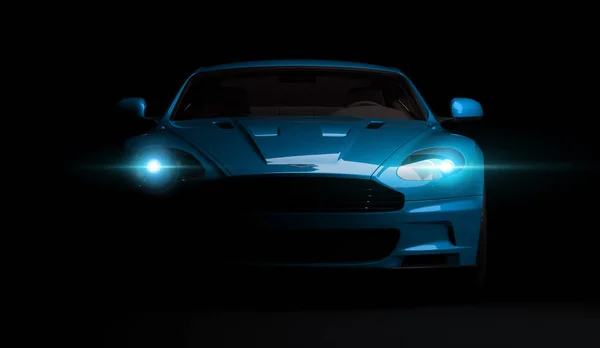 Almaty, Kazahsztán. Április 15.: brit luxus sport autó kupé Aston Martin DBS fekete háttér. 3D-renderelés — Stock Fotó