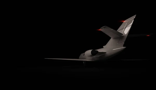 Luxe Générique Jet privé de conception avion parking sur fond noir. 3d rendu — Photo