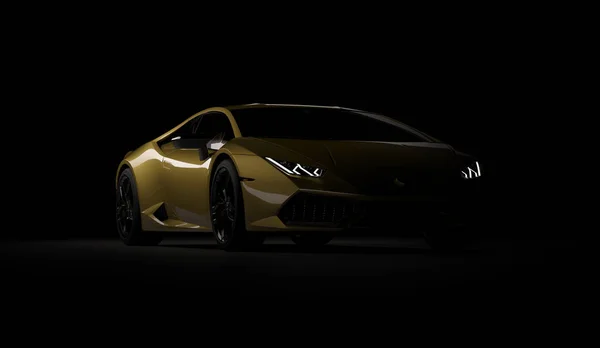 Almaty, Kazakistan. Juli 05: Lamborghini Huracan. lusso elegante auto sportiva su sfondo scuro, nero. Rendering 3D — Foto Stock