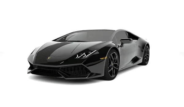 Almaty, Kazakistan. - Lamborghini Huracan. Siyah arka planda lüks bir spor araba. 3 Boyutlu Hazırlama