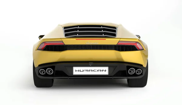 Almaty, Kazajstán. Juli 05: Lamborghini Huracan. lujoso coche deportivo con estilo sobre fondo negro oscuro. Renderizado 3D —  Fotos de Stock