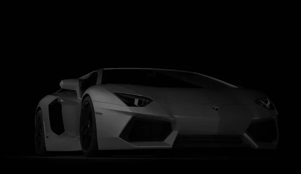 Almaty, Kazakstan. 08 juli: Lamborghini Aventador. lyx elegant sportbil på mörk, svart bakgrund. 3D-återgivning — Stockfoto