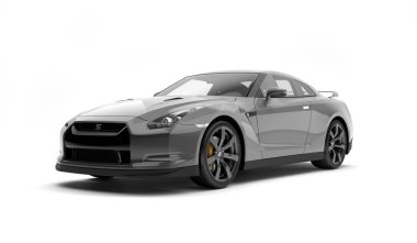 Almaty, Kazakistan. 15 Temmuz 2019 Nissan Gtr süper arabası. Beyaz arka planda izole edilmiş. 3d hazırlayıcı
