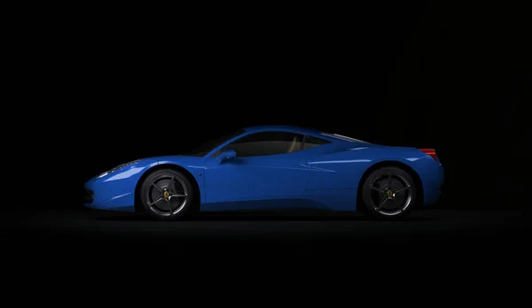 カザフスタンのアルマトイJuli 25 、 2019: Ferrari 458 Italia Pininfarina 。黒を基調とした高級スーパーカー。3Dレンダリング — ストック写真