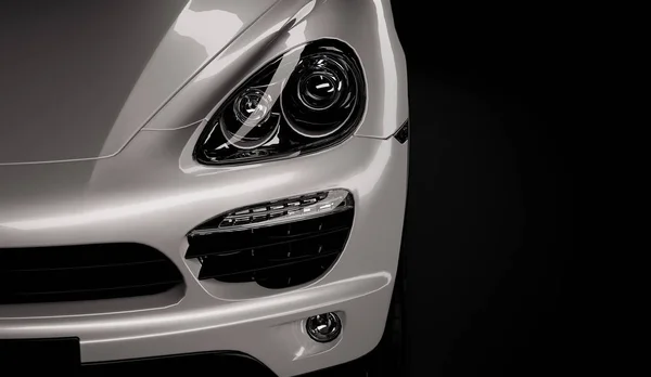 Almaty, Kasachstan. 28. Juli 2019: Porsche Cayenne 958. Luxuslimousine auf dunklem, schwarzem Hintergrund. 3D-Darstellung — Stockfoto