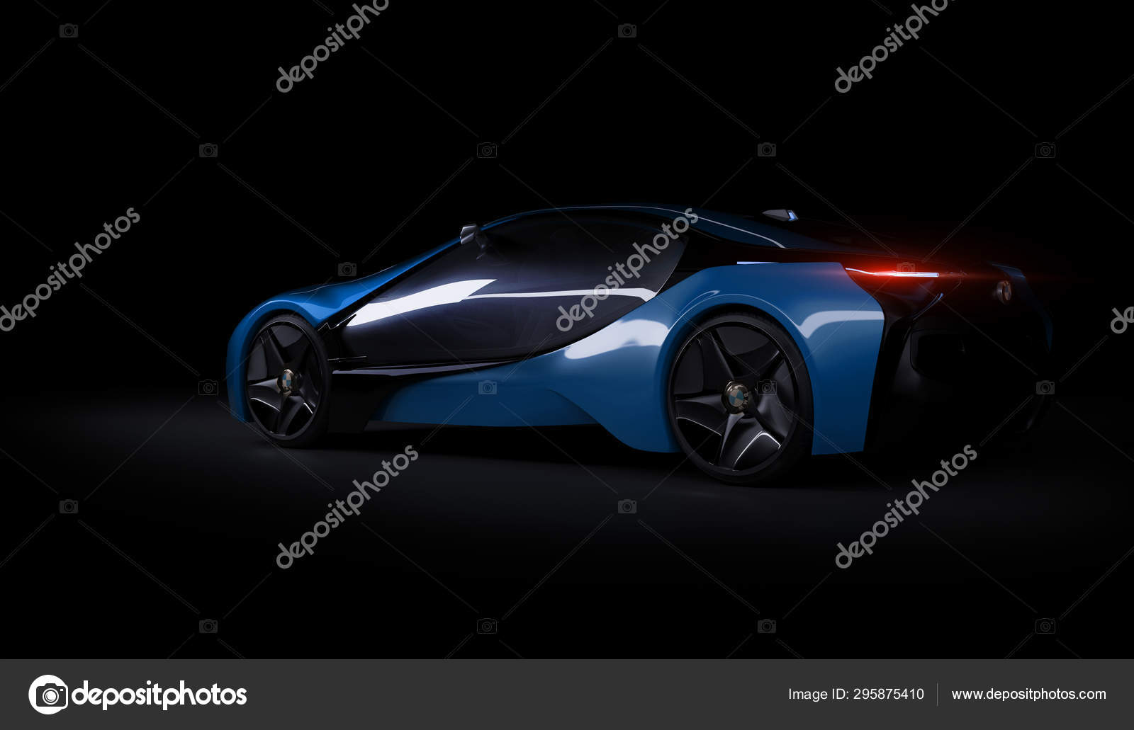 19年8月10日 哈萨克斯坦阿拉木图 Bmw I8概念关于黑暗孤立的背景 3d渲染 图库社论照片 C Medvedsky Kz