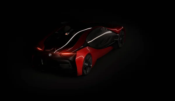 Almaty, Kazakhstan 10 août 2019. Concept BMW i8 sur fond sombre et isolé. rendu 3D — Photo