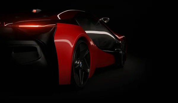 Almaty, Kazakhstan 10 août 2019. Concept BMW i8 sur fond sombre et isolé. rendu 3D — Photo