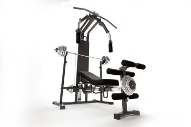 Spor salonu makinesi beyazda izole edilmiş. 3d hazırlayıcı
