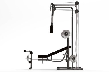 Spor salonu makinesi beyazda izole edilmiş. 3d hazırlayıcı