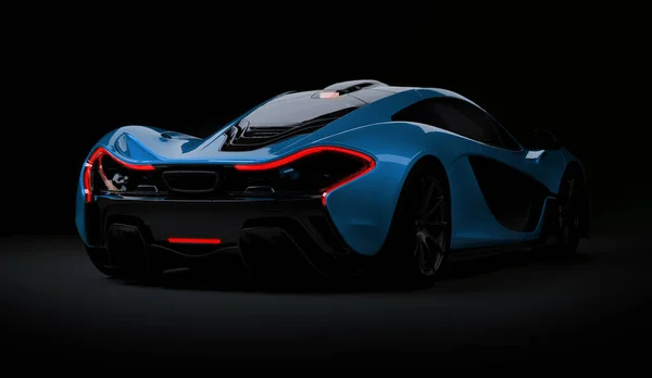 Almaty, Kazachstán - Oktober 22, 2019: Mclaren P1 stylový luxusní superauto na tmavém pozadí. 3D vykreslení — Stock fotografie