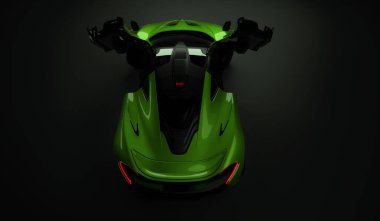 Almaty, Kazakistan - 22 Ekim 2019: koyu arka planda Mclaren P1 stil lüks süper araba. 3d hazırlayıcı