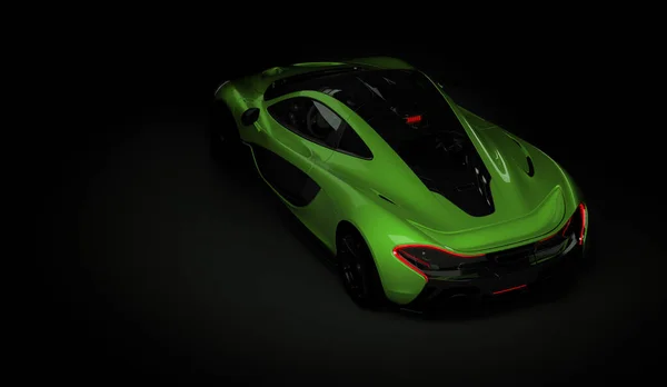 Almaty, Kazachstán - Oktober 22, 2019: Mclaren P1 stylový luxusní superauto na tmavém pozadí. 3D vykreslení — Stock fotografie