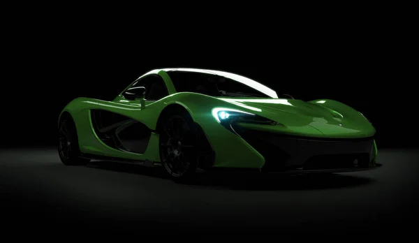 Almaty, Kazakhstan - 22 octobre 2019 : Supercar de luxe élégante Mclaren P1 sur fond sombre. 3d rendu — Photo