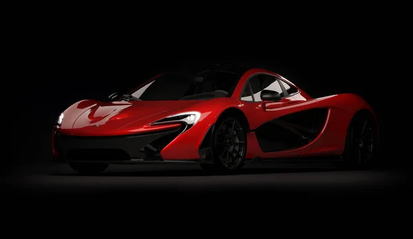 Almaty, Kazahsztán - Október 22, 2019: Mclaren P1 stílusos luxus szuperautó sötét háttérrel. 3d renderelés — Stock Fotó