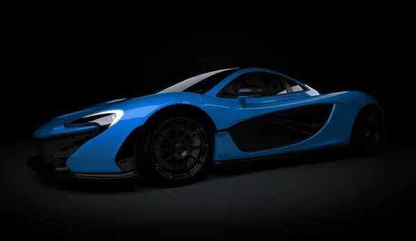 Almaty, Kazajstán - 22 de octubre de 2019: Mclaren P1 elegante superdeportivo de lujo sobre fondo oscuro. 3d renderizar —  Fotos de Stock