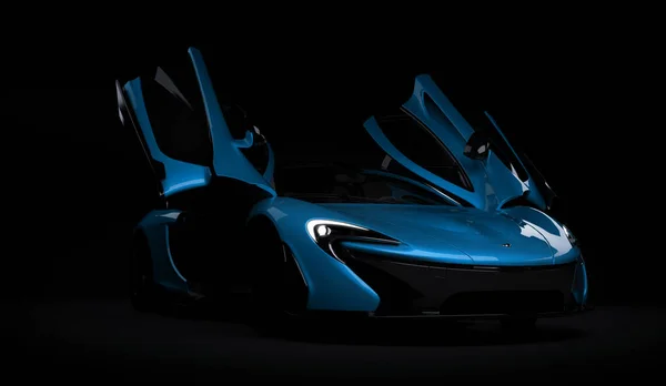 Almaty, Kazakhstan - 22 octobre 2019 : Supercar de luxe élégante Mclaren P1 sur fond sombre. 3d rendu — Photo