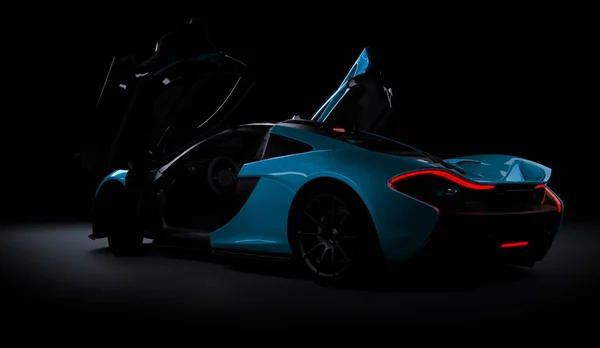 Almaty, Kazakhstan - Oktober 22, 2019: Mclaren P1 stylish luxury supercar on dark background. 3D 렌더링 — 스톡 사진