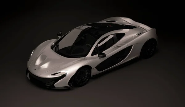 Almaty, Kazakhstan - Oktober 22, 2019: Mclaren P1 stylish luxury supercar on dark background. 3D 렌더링 — 스톡 사진