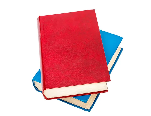 Kırmızı Mavi Kitap Beyaza Izole Edilmiş Üst Görünüm — Stok fotoğraf
