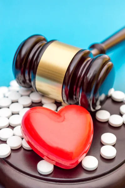Гевель Червоним Серцем Таблетками Синьому Медичне Право — стокове фото