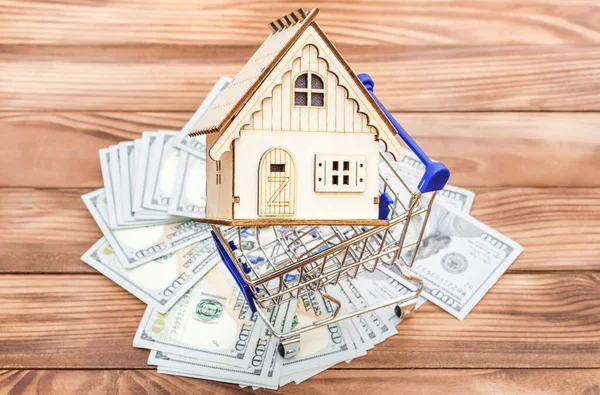 Shopping Cart Model House Money — Stock Photo, Image