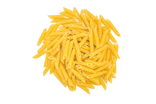 Oogsten Van Rauwe Pasta Witte Achtergrond Bovenaanzicht — Stockfoto