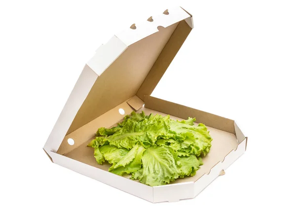 Salada Verde Caixa Pizza Conceito Alimentação Saudável — Fotografia de Stock