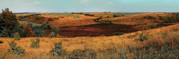 丘と中央ロシアの農業の田舎 サマラ渓谷の夏の風景 ロシアの田舎だ 大判印刷用高解像度ファイル — ストック写真