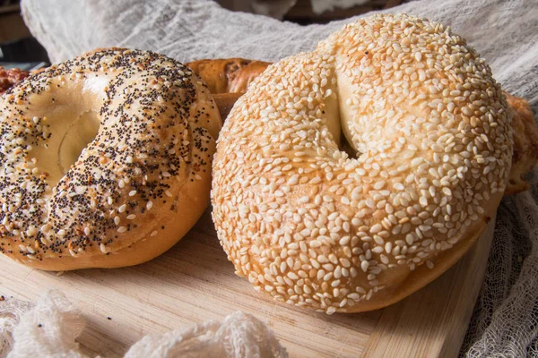 Bagels with sesame seeds and poppy seeds