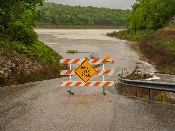 Water over road warning — Stock Photo, Image