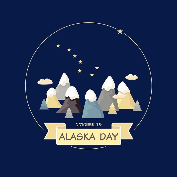 Alaska Day Illustration Vectorielle Montagnes Dessins Animés Constellation Ursa Major — Image vectorielle