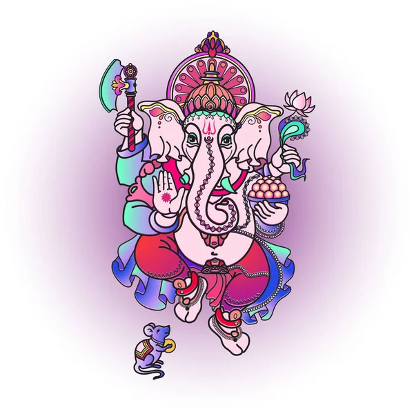 Dio Indù Ganesha Stile Tribale Disegnato Mano Ganesha Ganapati Illustrazione — Vettoriale Stock