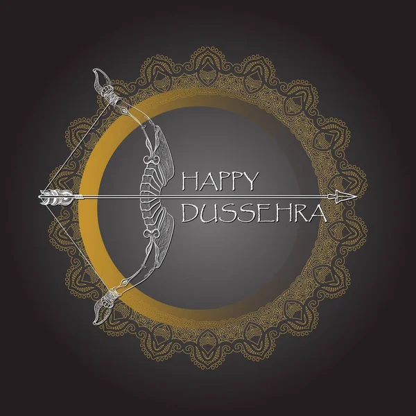 Felice Festa Indiana Dussehra Biglietto Auguri Con Arco Bianco Disegnato — Vettoriale Stock