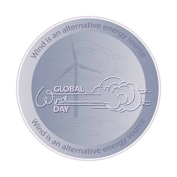 Illustrazione Vettoriale Della Giornata Mondiale Del Vento Vento Lineare Nuvola — Vettoriale Stock