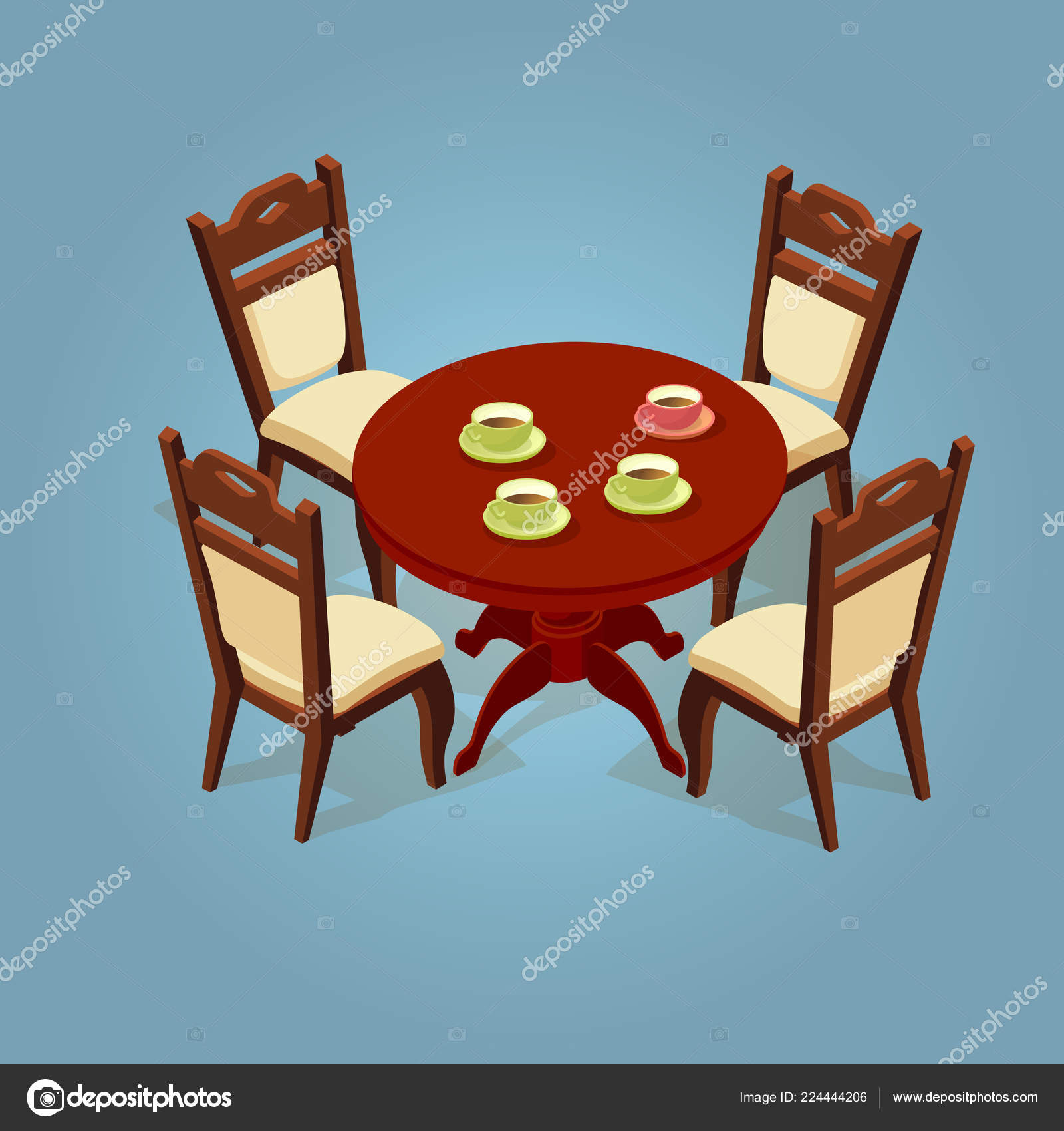 table and chair cartoon