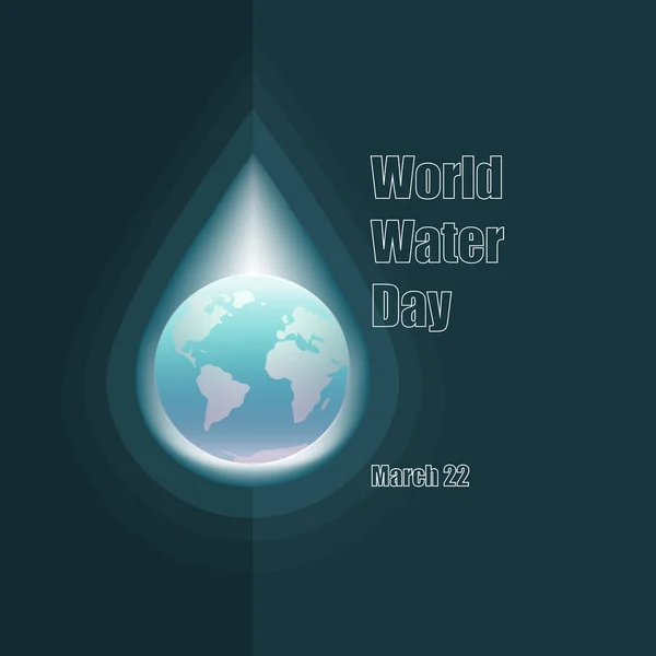 Weltwassertag Drop Schild Mit Einer Weltkarte Abstraktes Bild Einer Erdkugel — Stockvektor