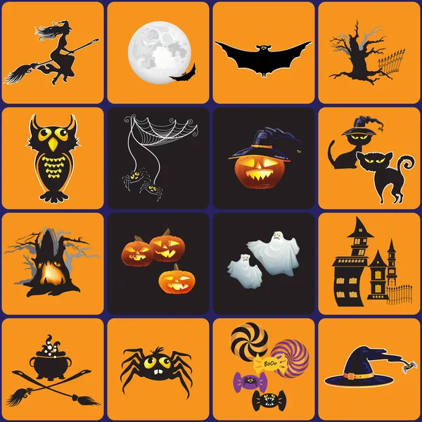 Set Halloween Objects Icons Your Design Vector Design Elements Holiday — Stock Vector