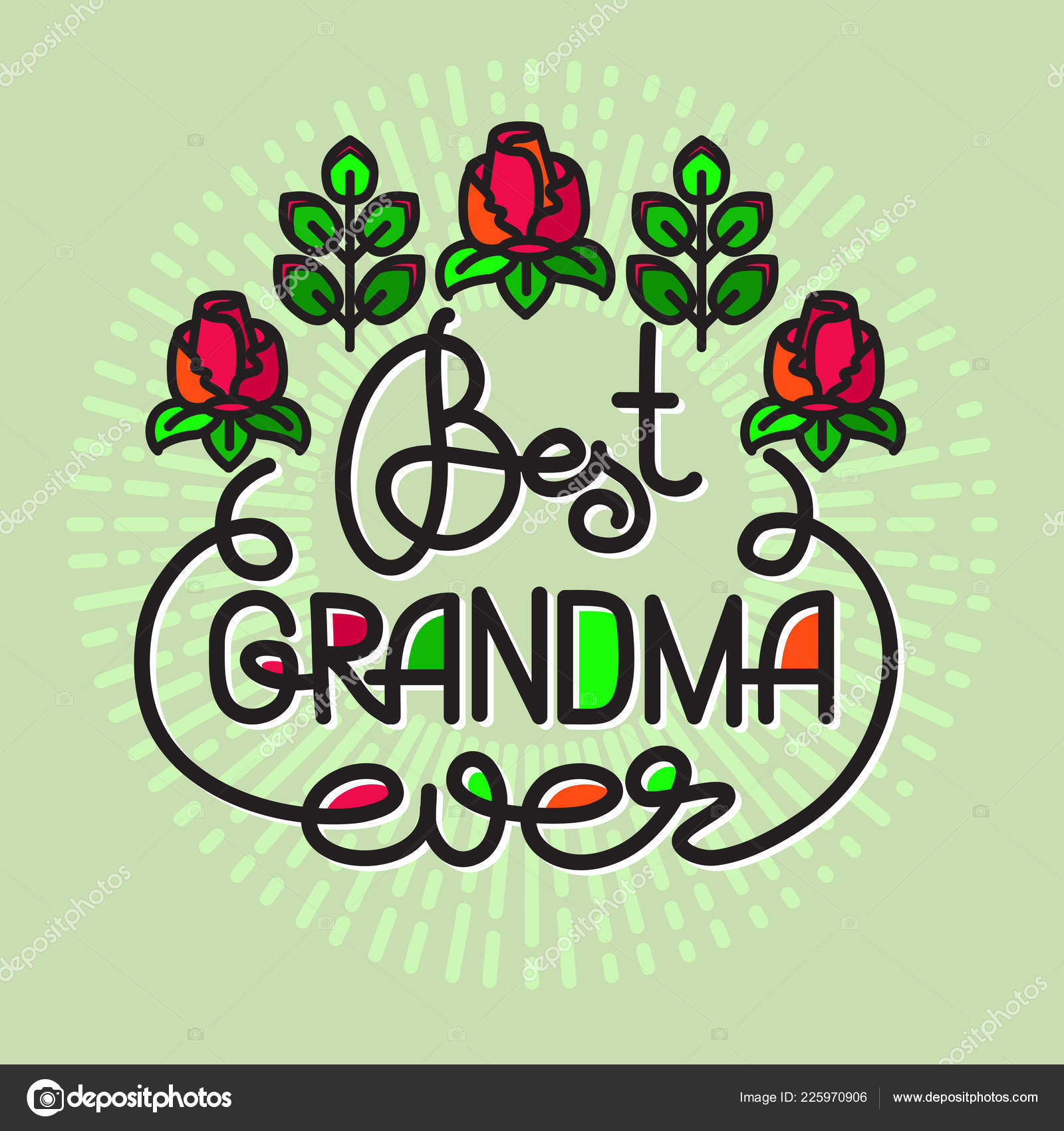 Best Grandma Ever Handwritten Lettering Grandparents Day Emblems Logo