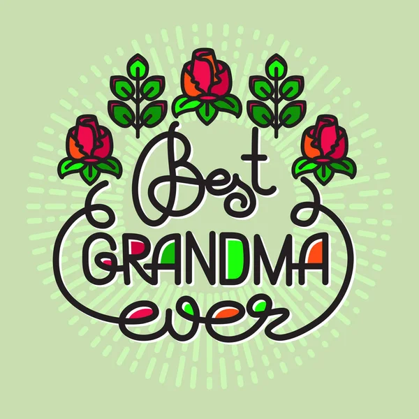 Best Grandma Ever Handwritten Lettering Grandparents Day Emblems Logo Vector — Stock Vector