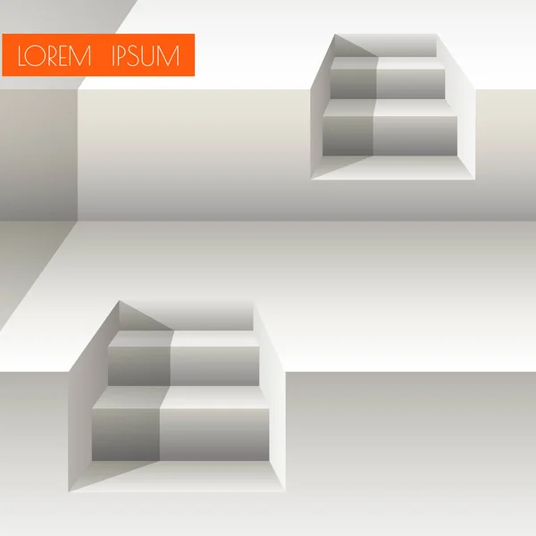 白い背景に白い階段のあるベクトル イラスト の幾何学的な背景 — ストックベクタ