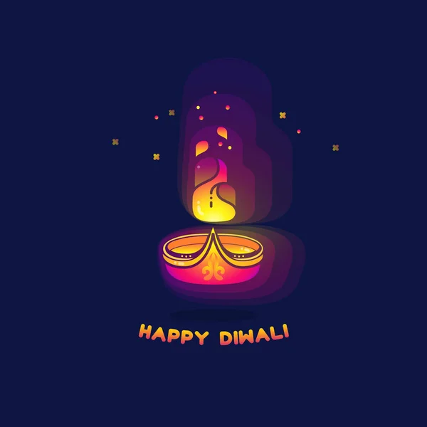 Feliz Diwali Lámpara Diwali Aislada Sobre Fondo Violeta Oscuro Lámpara — Vector de stock